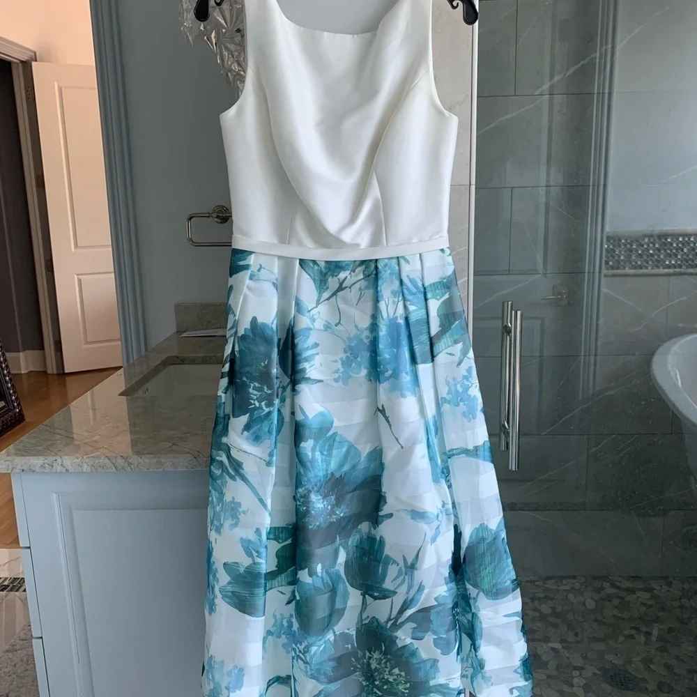 THEIA  Floral-print Silk Tea-length Dress